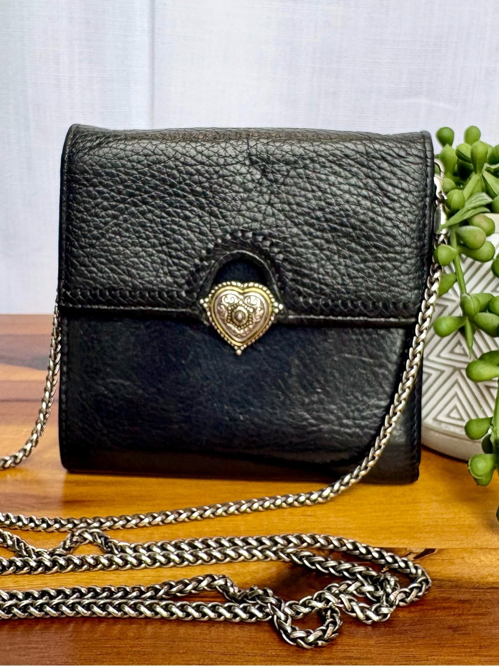 VTG Brighton Leather Convertible Mini Crossbody Organizer String Wallet - Y2K